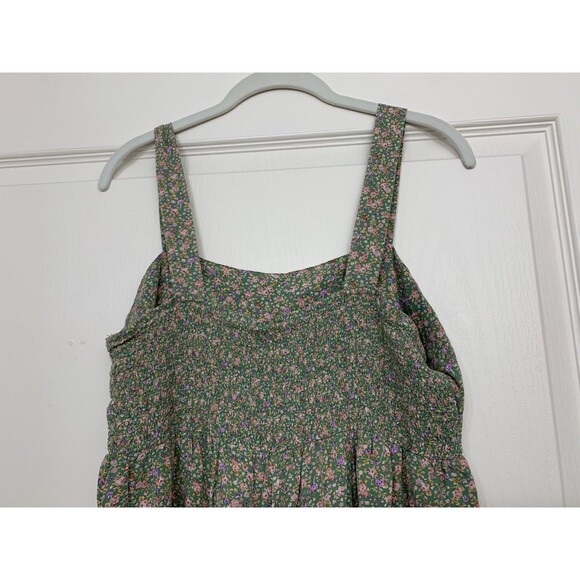 Easel Jumpsuit Womens Green Floral Wide Leg Sleeveless Boho Ruffle Overall L - Picture 7 of 10